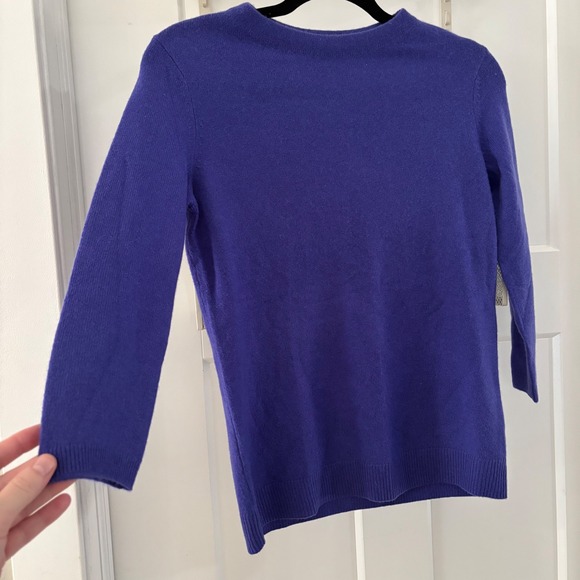 Talbots Petites P Pure Cashmere 3/4 Sleeve Sweater Periwinkle Blue Purple - Picture 2 of 7